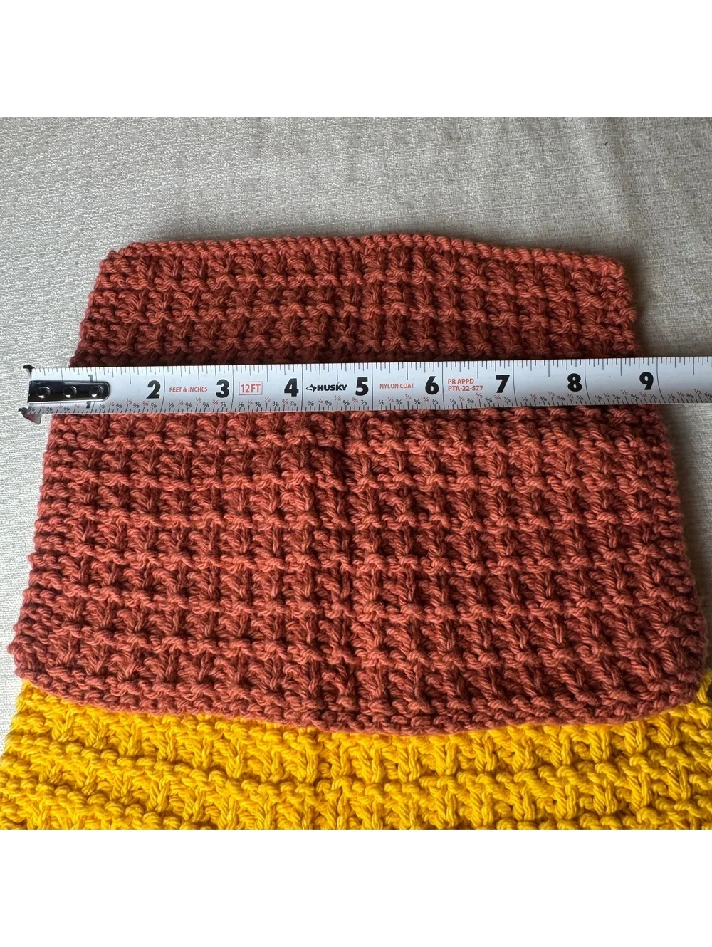 Crochet Dishcloth Set of 2 Handmade Style Cotton Kitchen Washcloths Mustard Rust